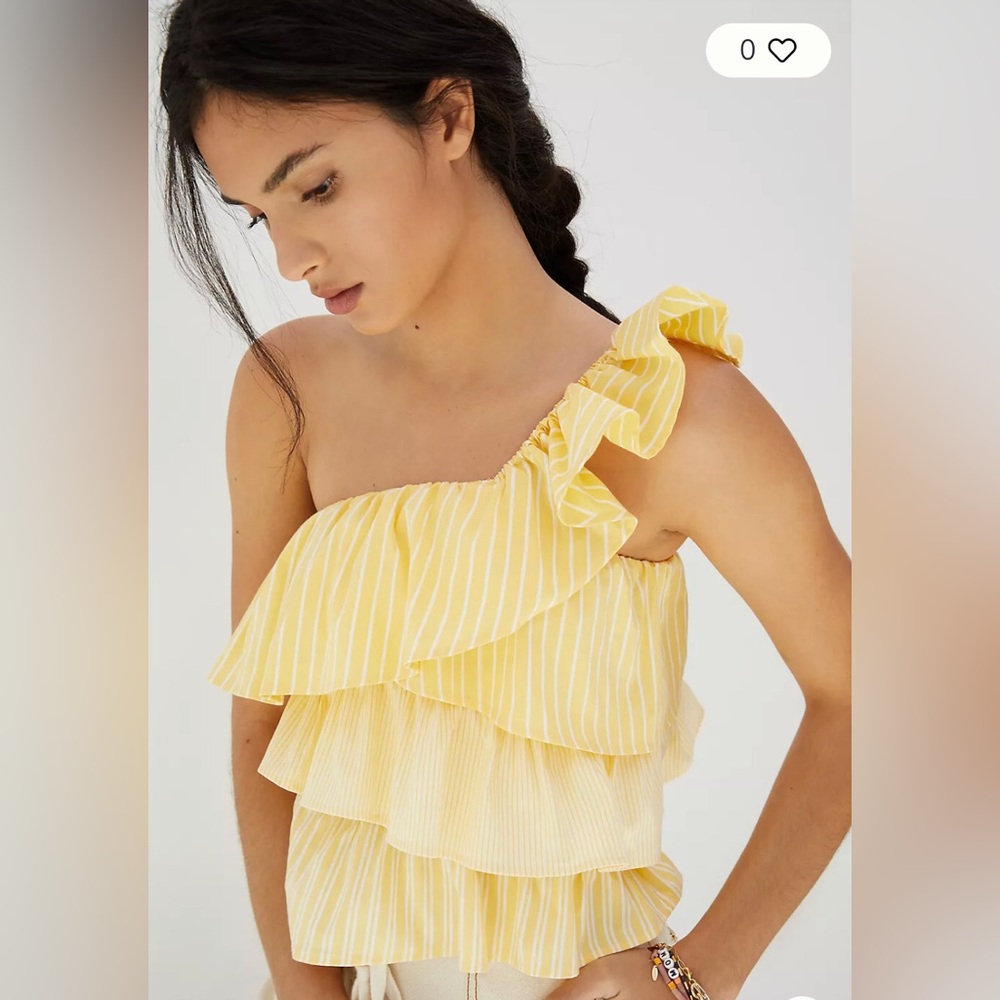 Anthropologie Maeve ruffled one-shoulder blouse